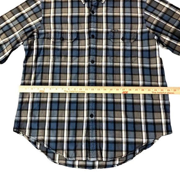 Ralph Lauren Polo Jeans Shirt Mens L Used Blue Plaid - Picture 10 of 13